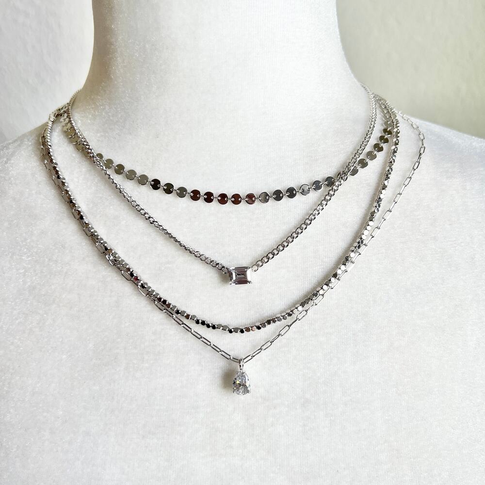 Jaclyn Roxanne The Stacked Jewel Silver Tone Layered Necklace